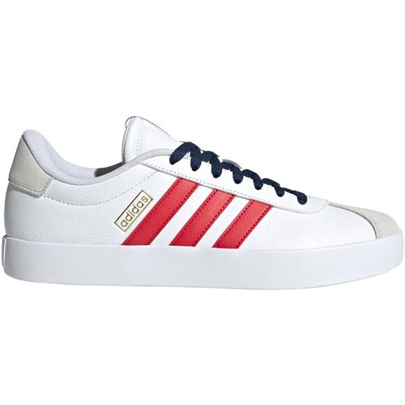NWT adidas Men's Vl Court 3.0 Sneaker, White/Better Scarlet/Team Navy Blue, 11 - Picture 2 of 5